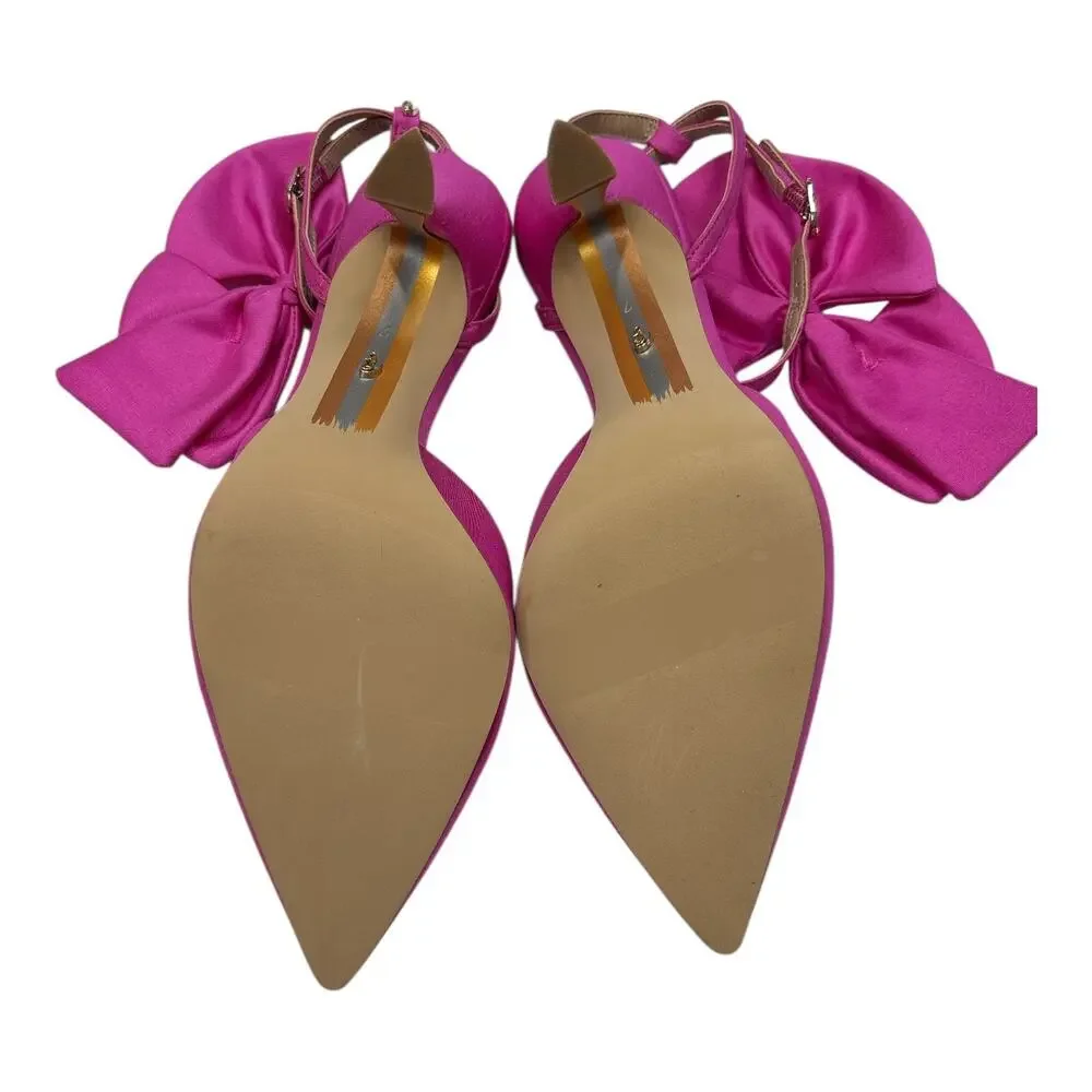 Sam Edelman Halie Dahlia Pink Satin Bow Heels Womens Size 7